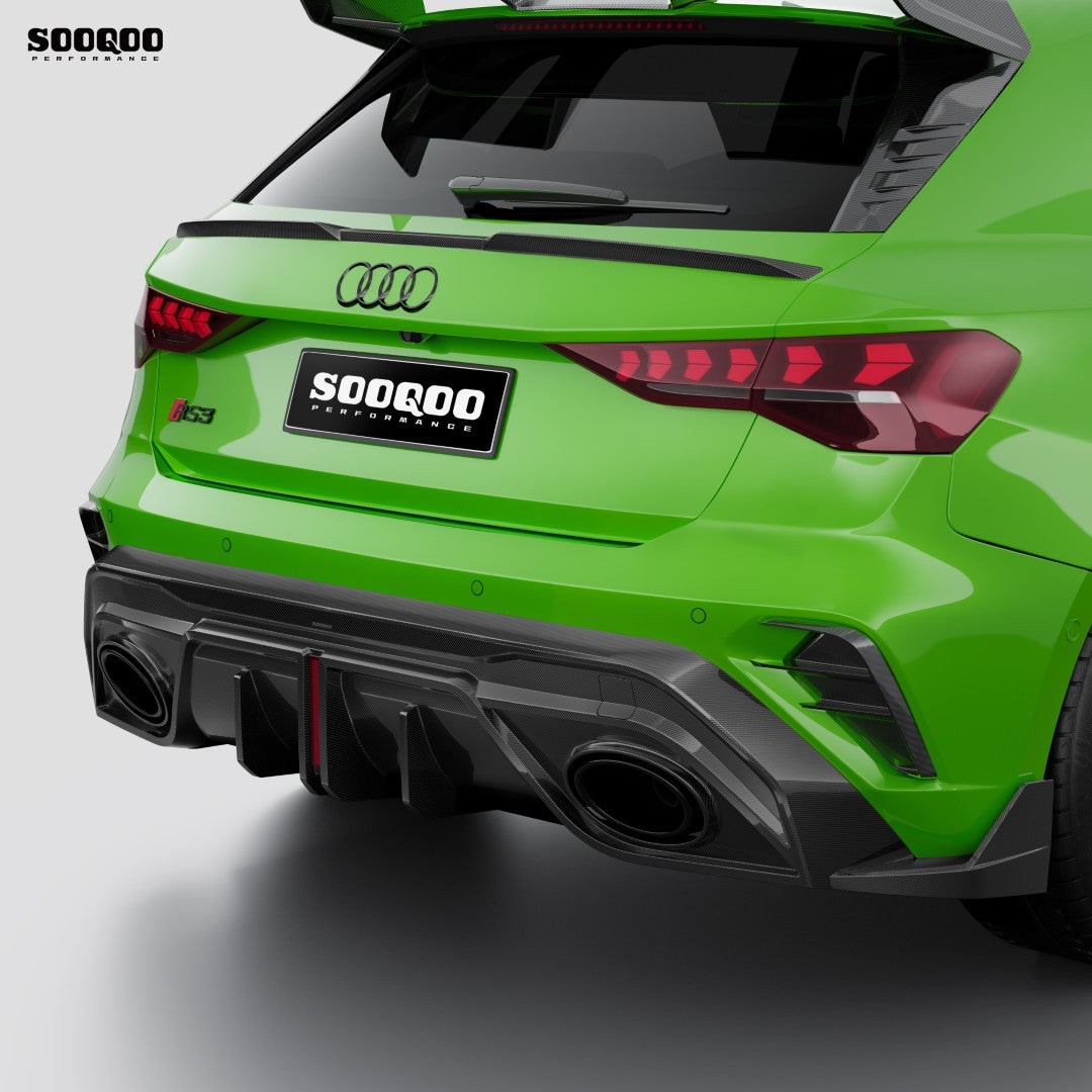 Audi RS3 8Y.5 Facelift 2025-ON with Aftermarket Parts - Rear Side Air Duct Vent Trims Dry Pre-preg Carbon Fiber from SOOQOO USA
