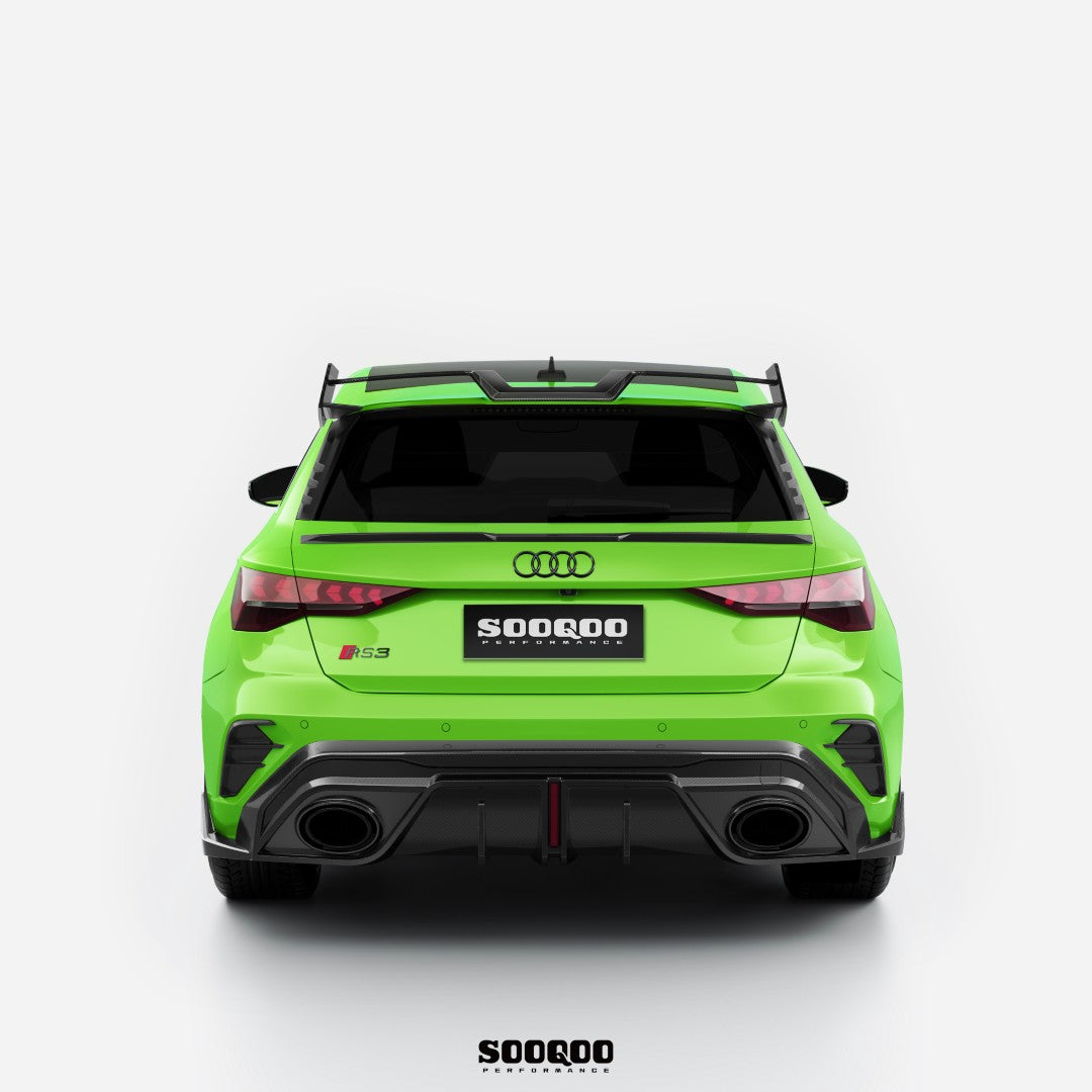 Audi RS3 8Y 8Y.5 2020-ON with Aftermarket Parts - Rear Window Fins Side Louvers Dry Pre-preg Carbon Fiber from SOOQOO USA