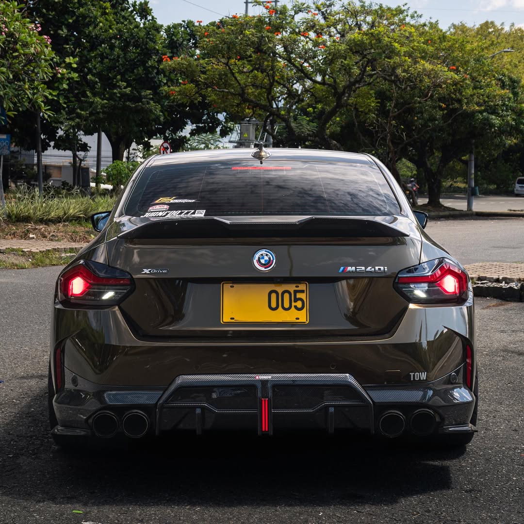 BMW 2 Series M240i 230i G42 2022 2023 2024 with Aftermarket Parts - Without Light Rear Diffuser Pre-preg Carbon Fiber from SOOQOO USA