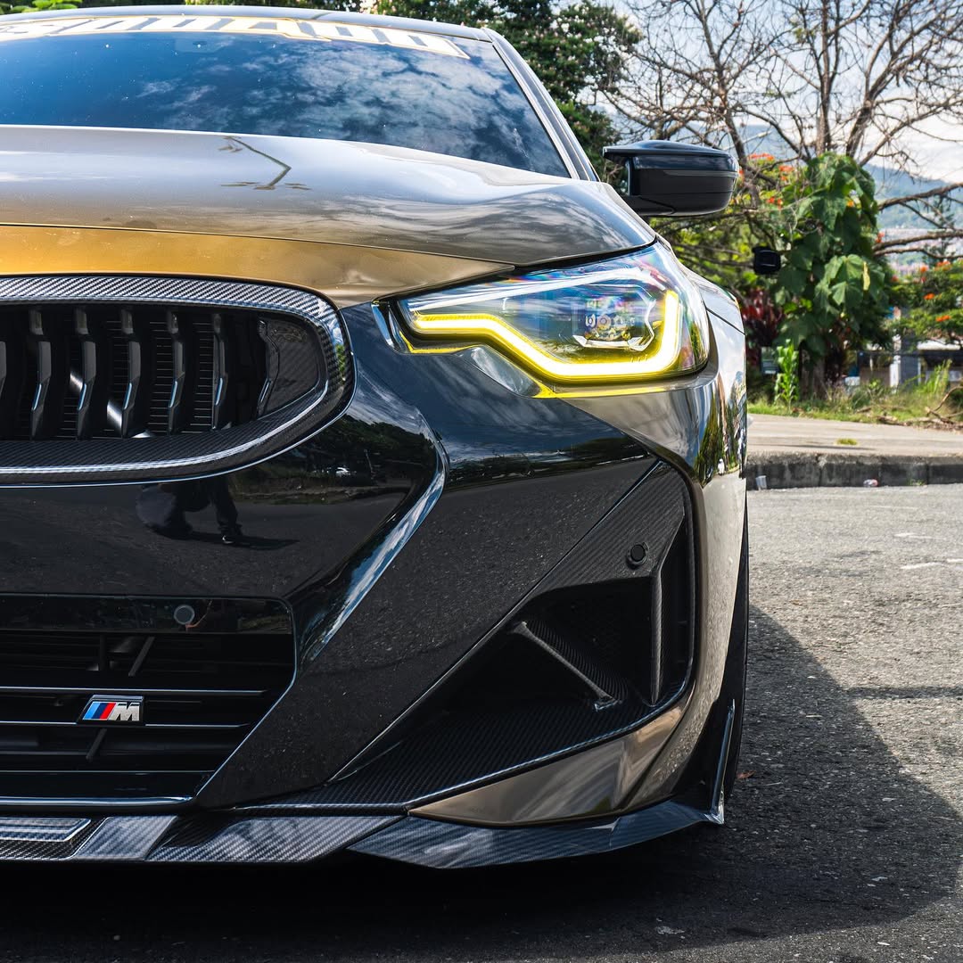 BMW 2 Series M240i 230i G42 2022 2023 2024 with Aftermarket Parts - Front Side Vent Trim Replacement Pre-preg Carbon Fiber from SOOQOO USA