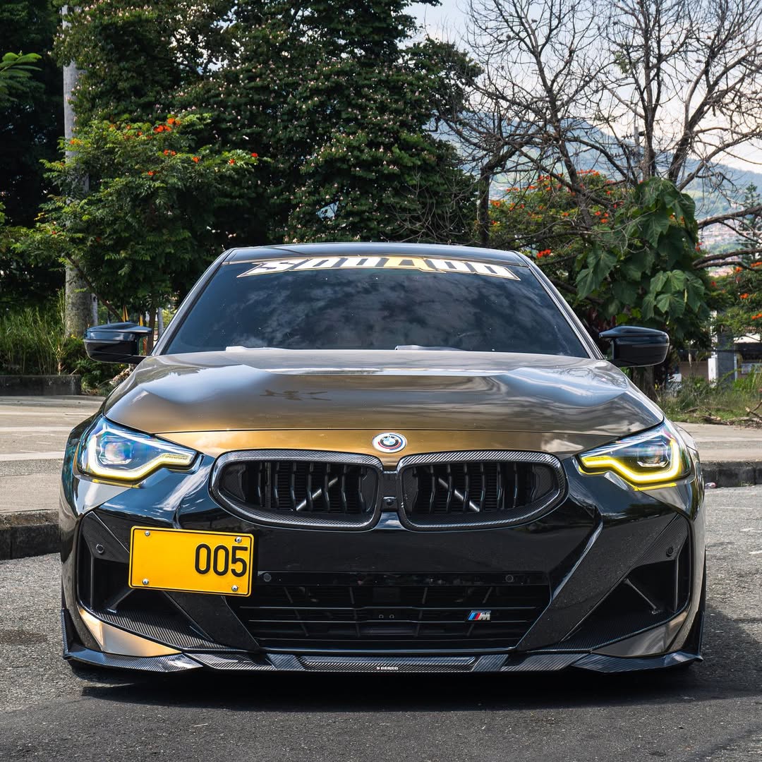 BMW 2 Series M240i 230i G42 2022 2023 2024 with Aftermarket Parts - Front Side Vent Trim Replacement Pre-preg Carbon Fiber from SOOQOO USA
