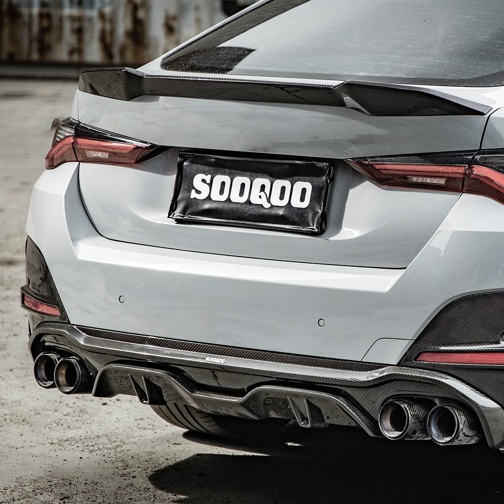 BMW 4 Series Gran Coupe M440i 430i G26 2022 2023 2024 2025 with Aftermarket Parts - V1 & V2 Rear Diffuser & Canards Pre-preg Carbon Fiber from SOOQOO USA