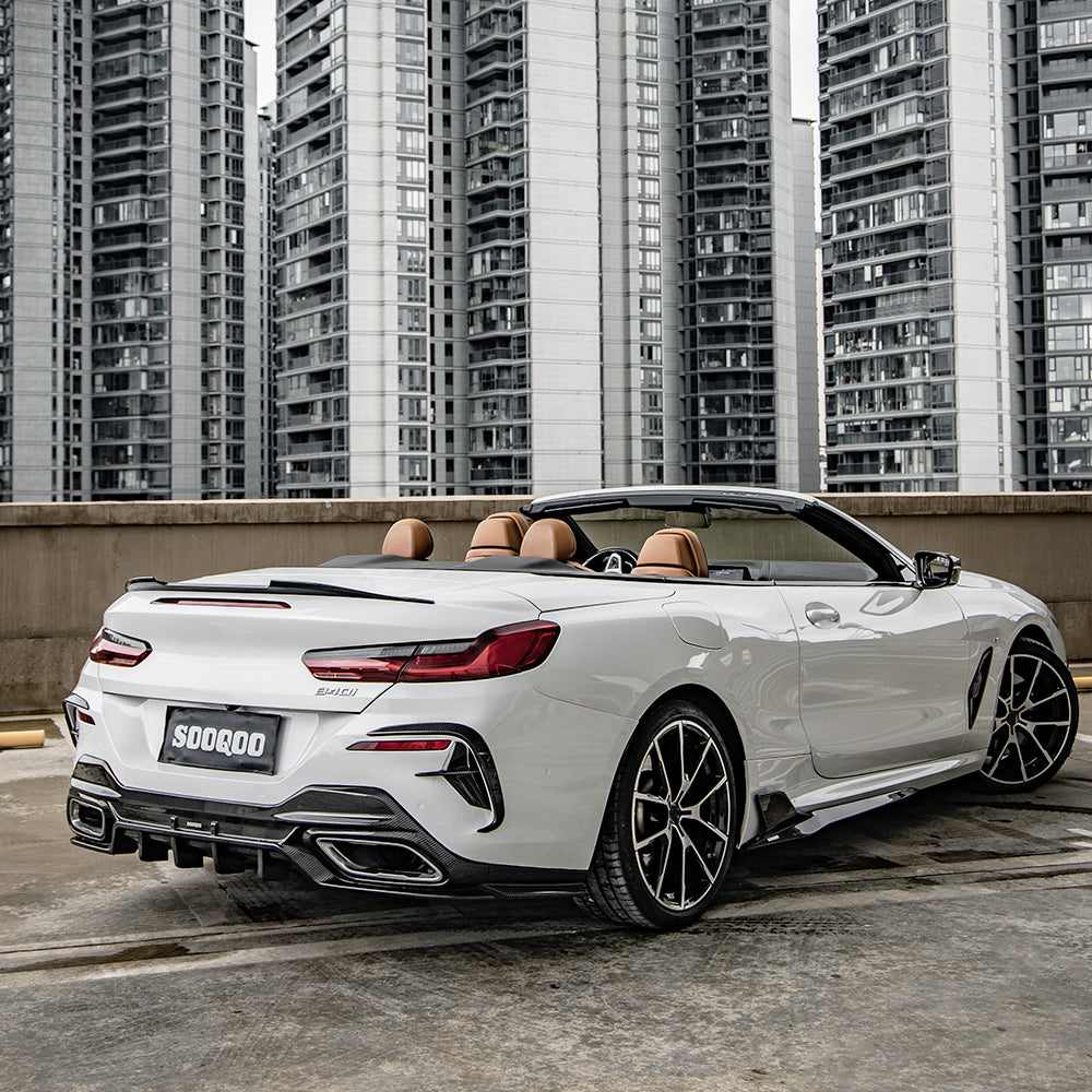 BMW 8 Series M850 840i G14 G15 G16 2018-ON with Aftermarket Parts - X-A Rear Bumper Vent Outter Trims Dry Pre-preg Carbon Fiber from SOOQOO USA