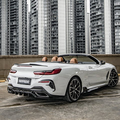 BMW 8 Series M850 840i G14 G15 G16 2018-ON with Aftermarket Parts - X-A Rear Bumper Vent Outter Trims Dry Pre-preg Carbon Fiber from SOOQOO USA