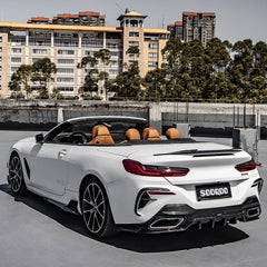 BMW 8 Series M850 840i G14 G15 G16 2018-ON with Aftermarket Parts - X-A Rear Bumper Vent Outter Trims Dry Pre-preg Carbon Fiber from SOOQOO USA
