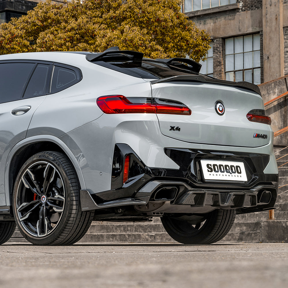BMW X4M X4MC F98 (Fits Both Pre-LCI & LCI) 2019-ON & X4 G02 (Fits Both Pre-LCI & LCI) 2019-ON with Aftermarket Parts - Rear Lip Spoiler Carbon Fiber from SOOQOO USA