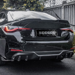 BMW I4 M50 / e Drive 40 G26 2022 2023 2024 with Aftermarket Parts - Rear Diffuser & Canards Pre-preg Carbon Fiber from SOOQOO USA