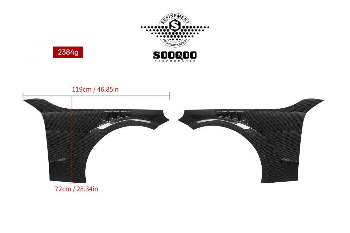 BMW M2CS M2 G87 2023-ON & 2 Series M240i 230i G42 2022-ON with Aftermarket Parts - Front Fenders Dry Pre-preg Carbon Fiber / FRP from SOOQOO USA