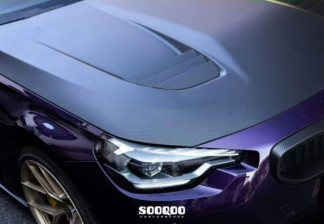 BMW M2CS M2 G87 2023-ON & 2 Series M240i 230i G42 2022-ON with Aftermarket Parts - Hood Bonnet & Garnish Dry Pre-preg Carbon Fiber / FRP from SOOQOO USA