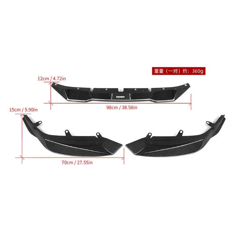 BMW M2 M2C G87 2023-ON with Aftermarket Parts - B Style Front Lip Carbon Fiber from SOOQOO USA