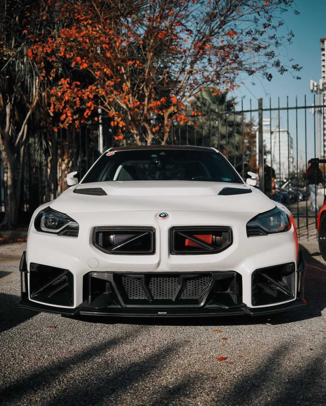 BMW M2 M2C G87 2023 2024 with Aftermarket Parts - Front Kidney Grill Carbon Fiber from SOOQOO USA