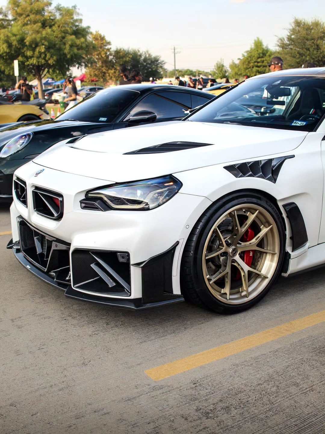 BMW M2 M2C G87 2023 2024 with Aftermarket Parts - Front Kidney Grill Carbon Fiber from SOOQOO USA