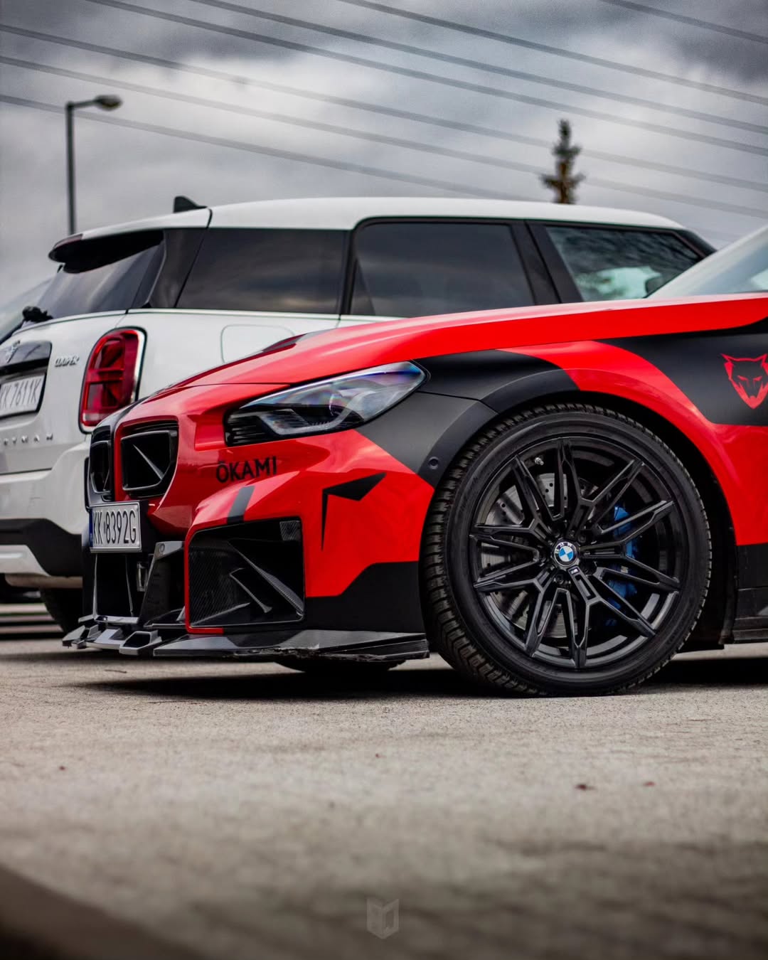 BMW M2 M2C G87 2023 2024 with Aftermarket Parts - Front Kidney Grill Carbon Fiber from SOOQOO USA