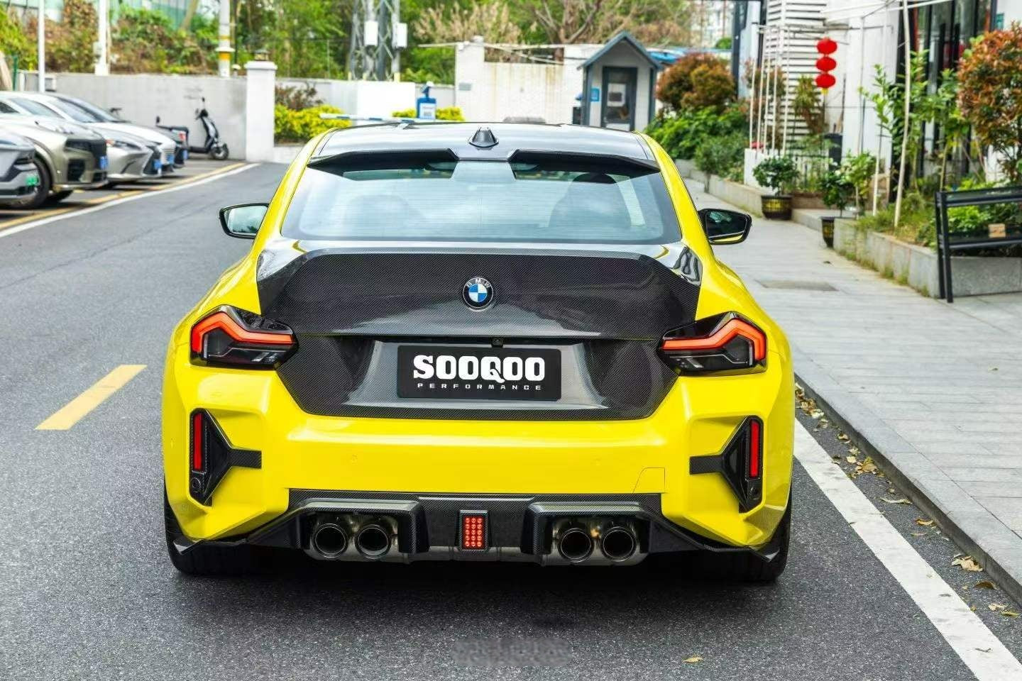 BMW M2C M2 G87 2023-ON with Aftermarket Parts - C Style (With Light) Rear Diffuser Dry Pre-preg Carbon Fiber?from SOOQOO USA