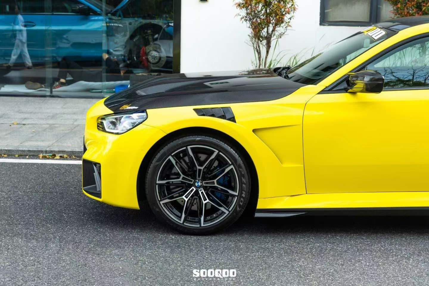 BMW M2CS M2 G87 2023-ON & 2 Series M240i 230i G42 2022-ON with Aftermarket Parts - Hood Bonnet & Garnish Dry Pre-preg Carbon Fiber / FRP from SOOQOO USA