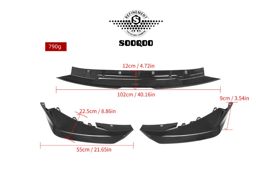 BMW M3CS M3C M3 G80 G81 2021-ON & M4CS M4C M4 G82 G83 2021-ON with Aftermarket Parts - B Style Front Lip Pre-preg Carbon Fiber from SOOQOO USA