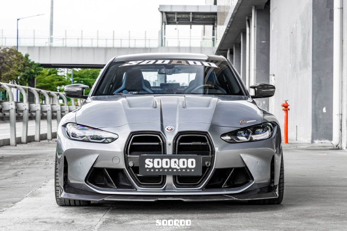 BMW M3CS M3C M3 G80 G81 2021-ON & M4CS M4C M4 G82 G83 2021-ON with Aftermarket Parts - B Style Front Lip Pre-preg Carbon Fiber from SOOQOO USA