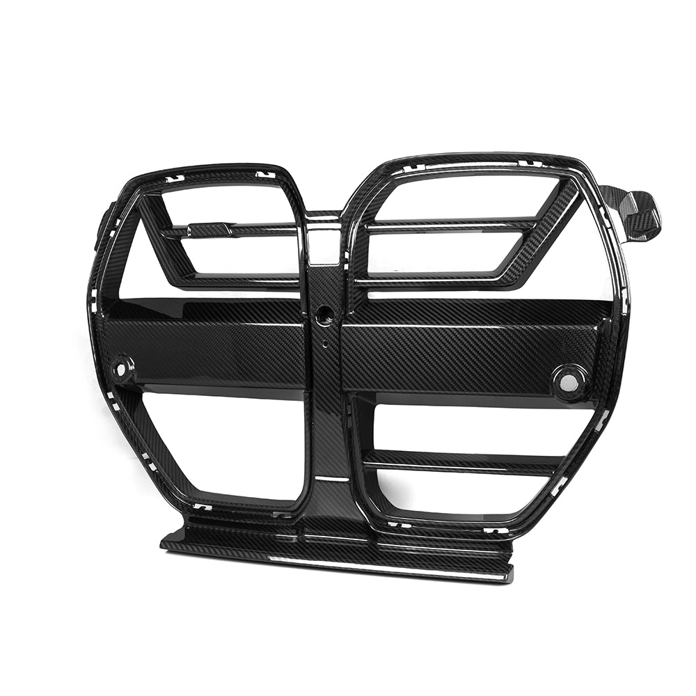 BMW M3 G80 G81 2021 2022 2023 2024 & M4 G82 G83 2021 2022 2023 2024 with Aftermarket Parts - SQ-A (Without & With ACC) Front Kidney Grill Carbon Fiber from SOOQOO USA