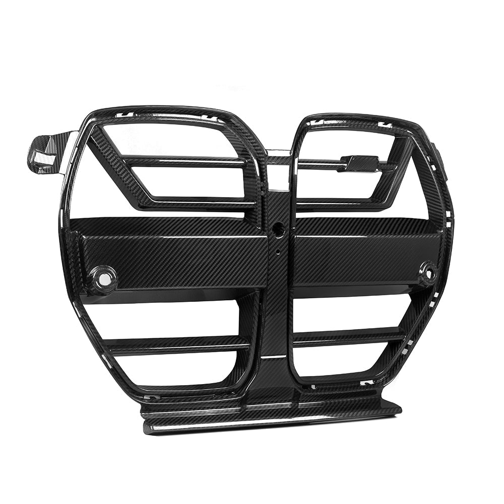 BMW M3 G80 G81 2021 2022 2023 2024 & M4 G82 G83 2021 2022 2023 2024 with Aftermarket Parts - SQ-A (Without & With ACC) Front Kidney Grill Carbon Fiber from SOOQOO USA