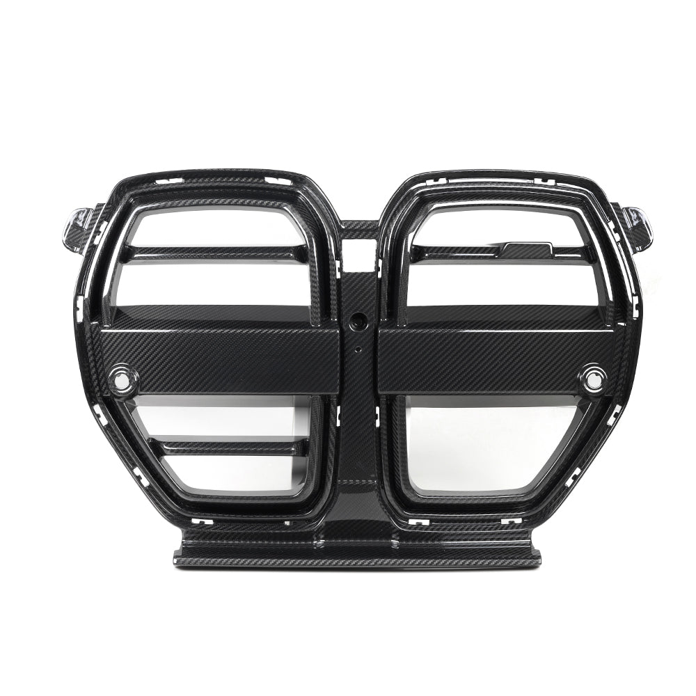 BMW M3 G80 G81 2021 2022 2023 2024 & M4 G82 G83 2021 2022 2023 2024 with Aftermarket Parts - SQ-V (Without & With ACC) Front Kidney Grill Carbon Fiber?from?SOOQOO USA