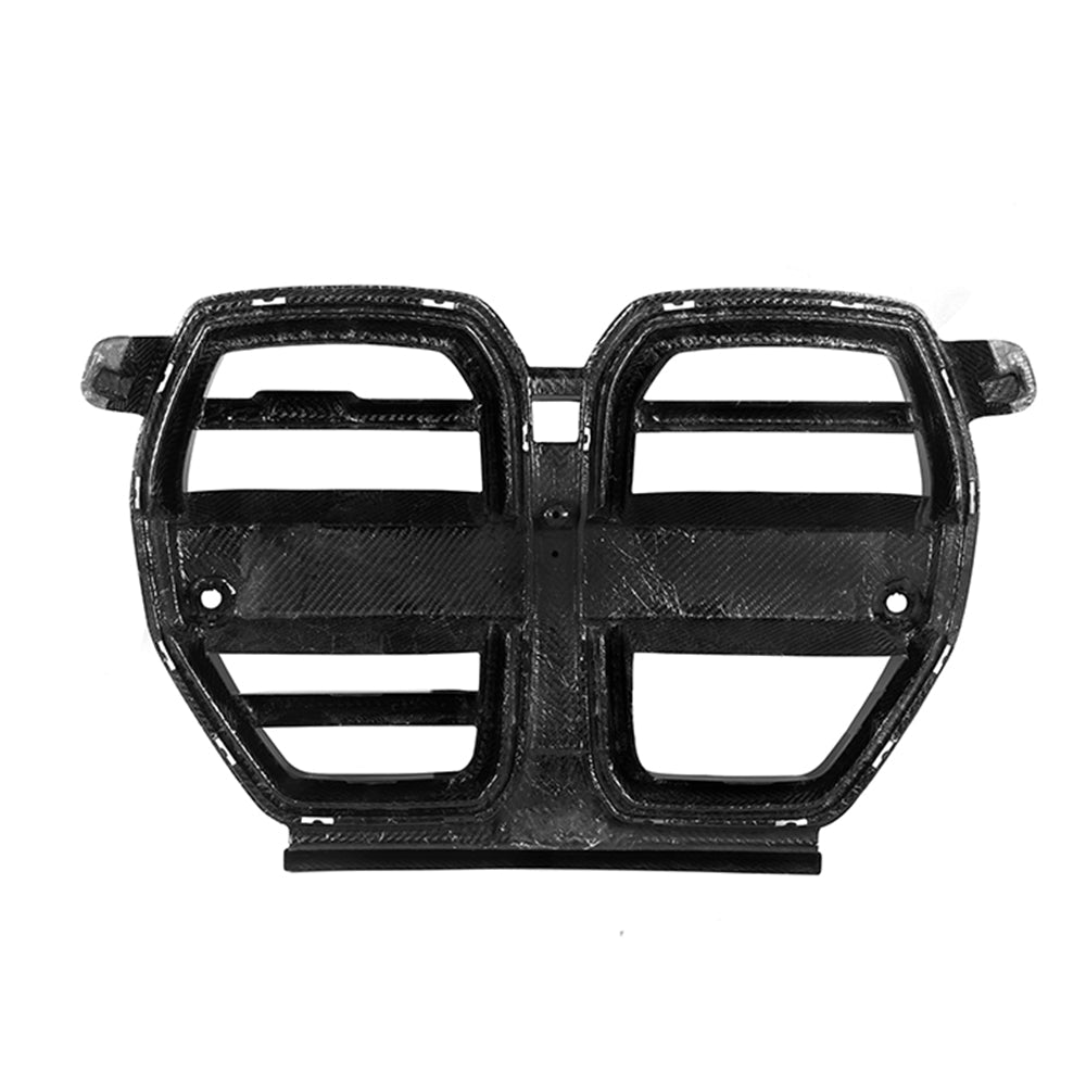 BMW M3 G80 G81 2021 2022 2023 2024 & M4 G82 G83 2021 2022 2023 2024 with Aftermarket Parts - SQ-V (Without & With ACC) Front Kidney Grill Carbon Fiber from SOOQOO USA