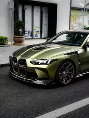 BMW M3 G80 G81 2021 2022 2023 2024 & M4 G82 G83 2021 2022 2023 2024 with Aftermarket Parts - Front Lip Pre-preg Carbon Fiber from SOOQOO USA