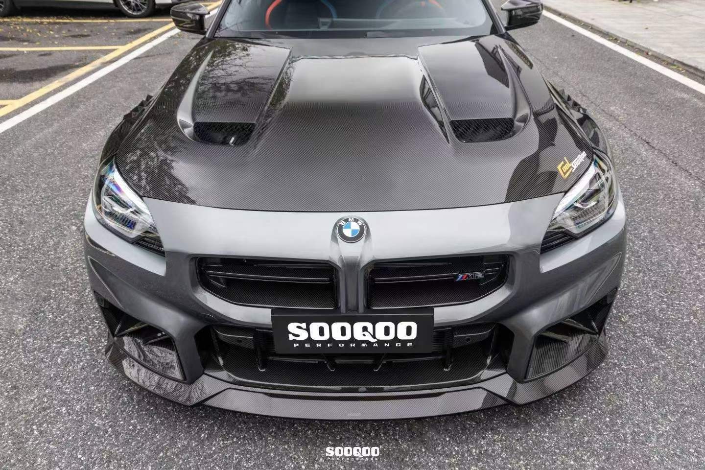 BMW M3 / M3C G80 G81 & M4 / M4C G82 G83 2021-ON with Aftermarket Parts - Hood Bonnet Dry Pre-preg Carbon Fiber from SOOQOO USA