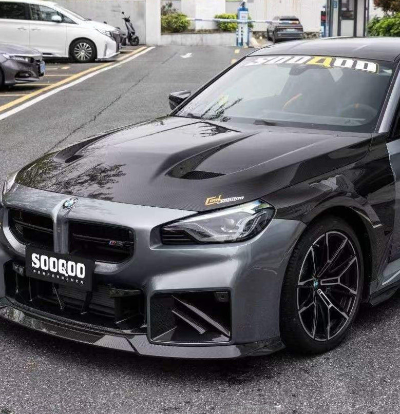 BMW M3 / M3C G80 G81 & M4 / M4C G82 G83 2021-ON with Aftermarket Parts - Hood Bonnet Dry Pre-preg Carbon Fiber from SOOQOO USA