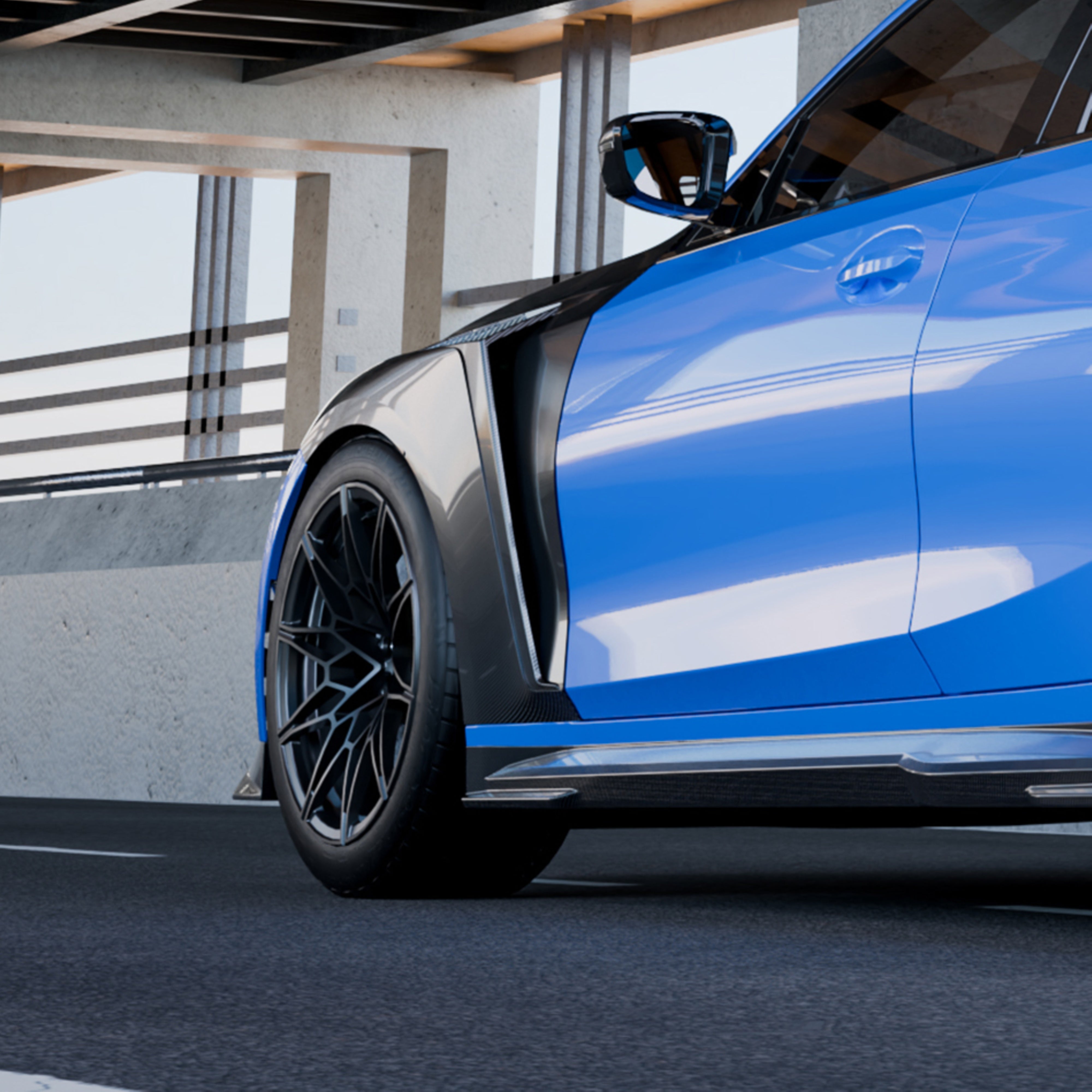 BMW M3 G80 G81 & M4 G82 G83 2021-ON with Aftermarket Parts - V1 Front Fenders Dry Pre-preg Carbon Fiber from SOOQOO USA