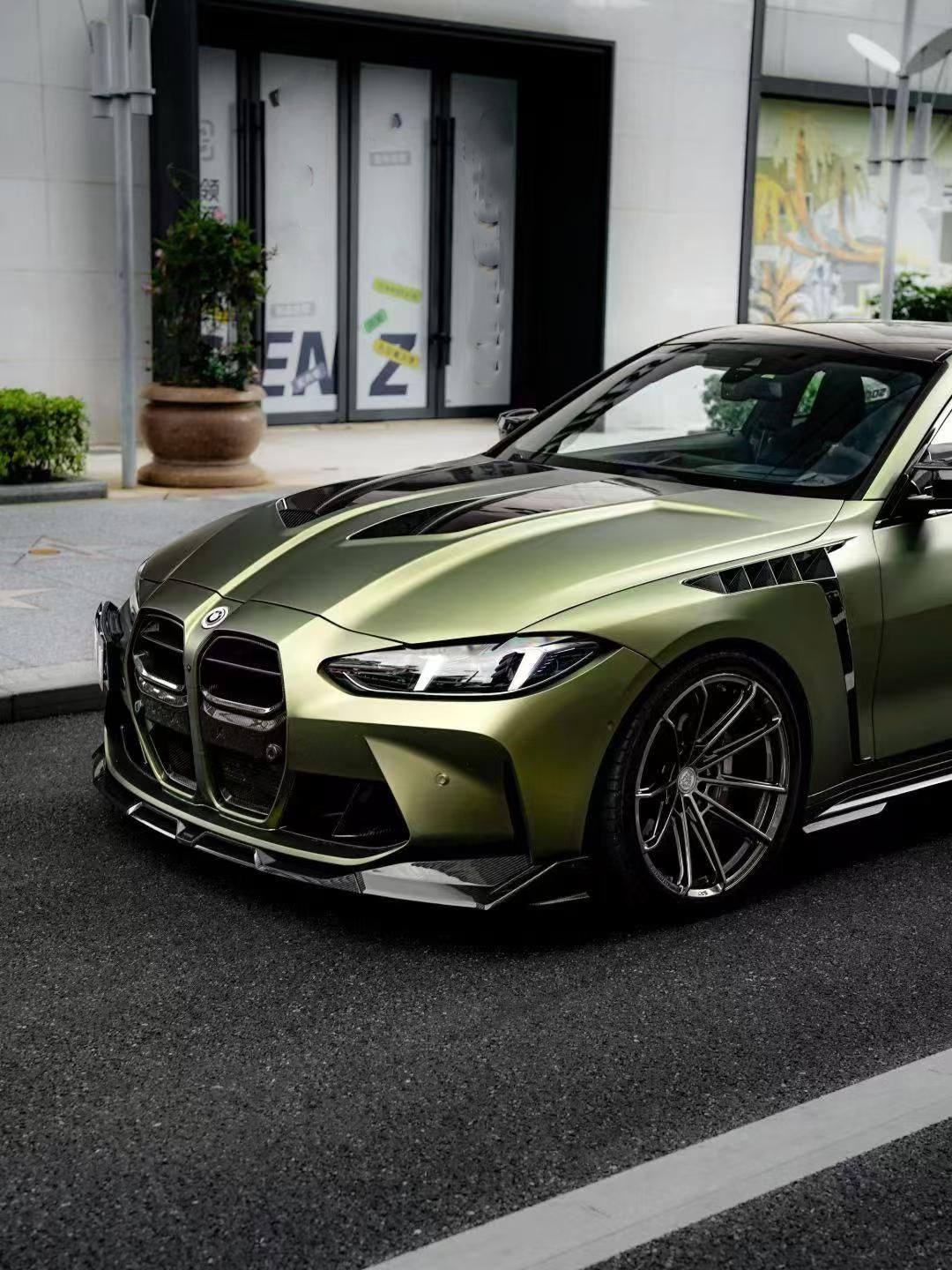 BMW M3 G80 G81 & M4 G82 G83 2021-ON with Aftermarket Parts - Front Fenders Dry Pre-preg Carbon Fiber / FRP from SOOQOO USA