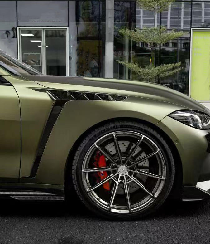 BMW M3 G80 G81 & M4 G82 G83 2021-ON with Aftermarket Parts - Front Fenders Dry Pre-preg Carbon Fiber / FRP from SOOQOO USA