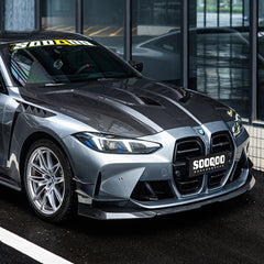 BMW M3 / M3C G80 G81 & M4 / M4C G82 G83 2021-ON with Aftermarket Parts - Hood Bonnet Dry Pre-preg Carbon Fiber from SOOQOO USA