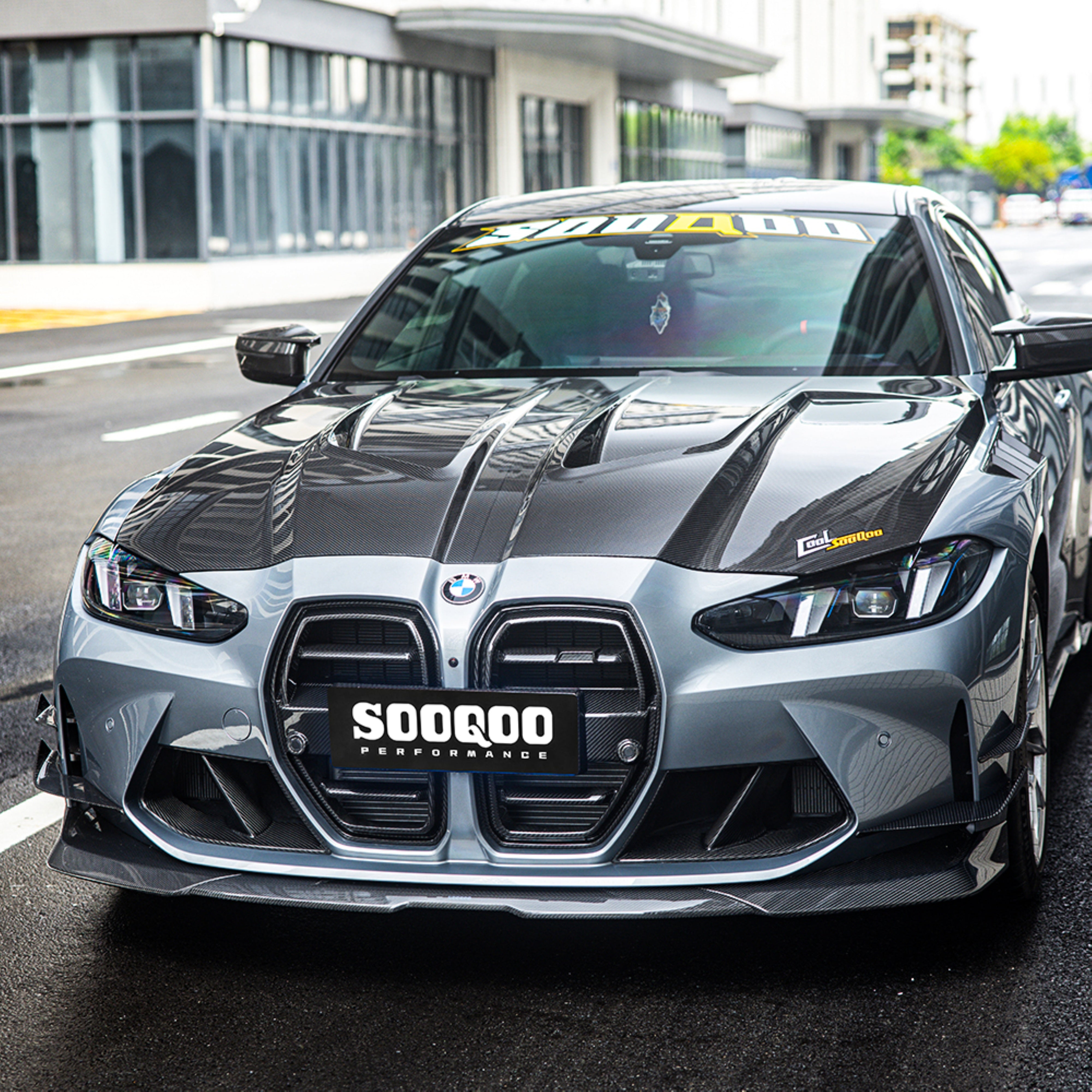 BMW M3 / M3C G80 G81 & M4 / M4C G82 G83 2021-ON with Aftermarket Parts - Hood Bonnet Dry Pre-preg Carbon Fiber from SOOQOO USA