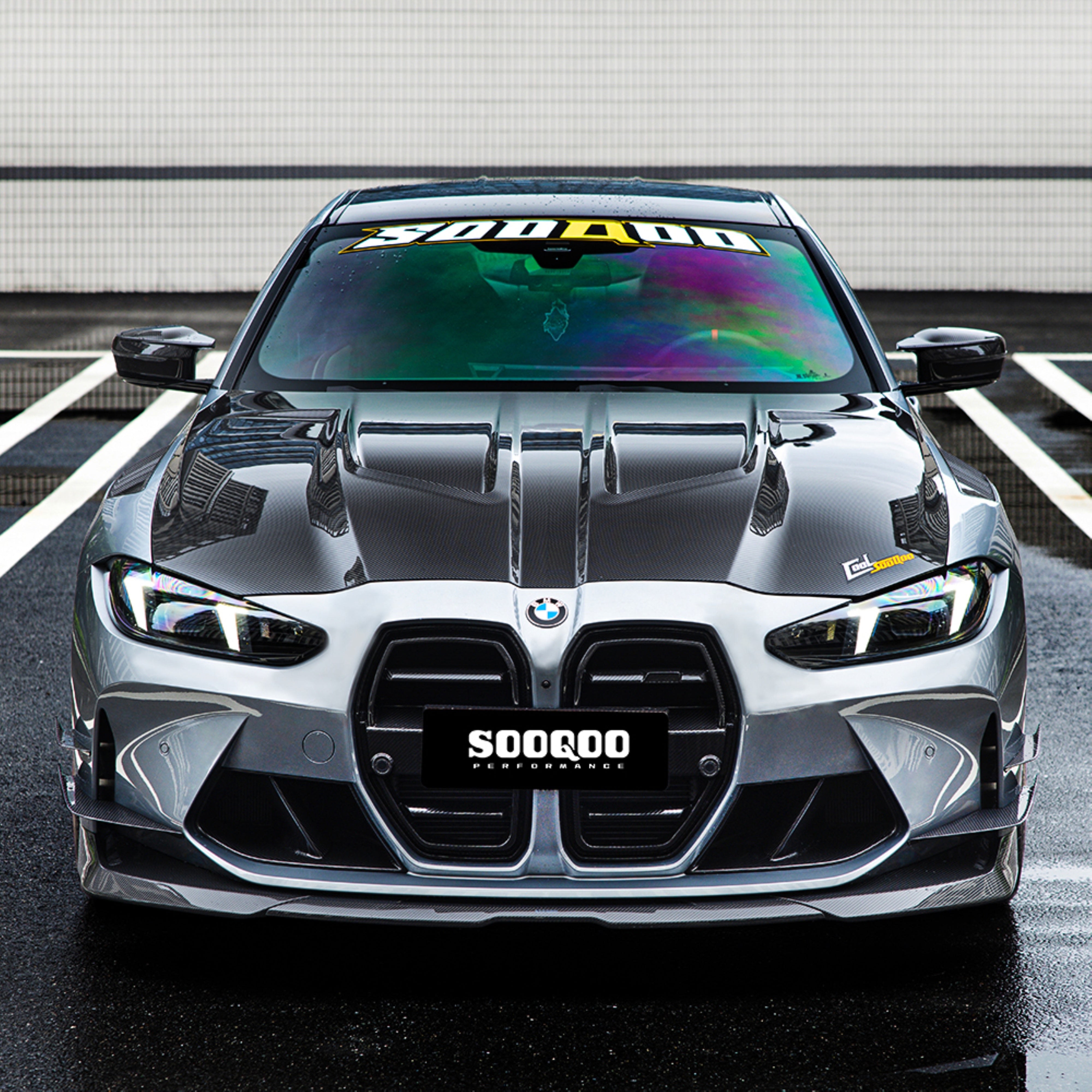 BMW M3 / M3C G80 G81 & M4 / M4C G82 G83 2021-ON with Aftermarket Parts - Hood Bonnet Dry Pre-preg Carbon Fiber from SOOQOO USA