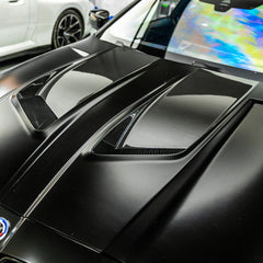 BMW M3 / M3C G80 G81 & M4 / M4C G82 G83 2021-ON with Aftermarket Parts - V2 Hood Bonnet Partial Dry Pre-preg Carbon Fiber from SOOQOO USA