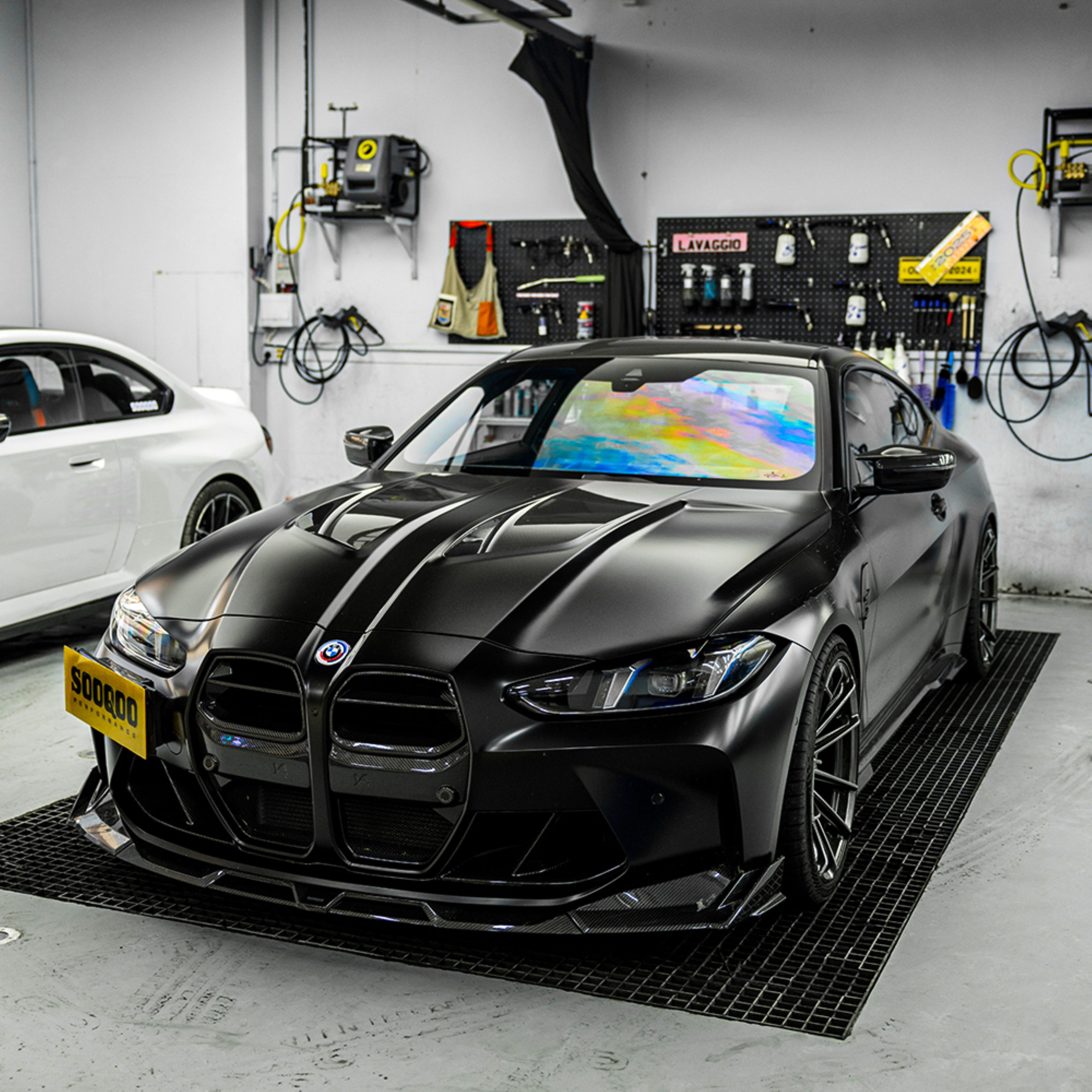 BMW M3 / M3C G80 G81 & M4 / M4C G82 G83 2021-ON with Aftermarket Parts - V2 Hood Bonnet Partial Dry Pre-preg Carbon Fiber from SOOQOO USA