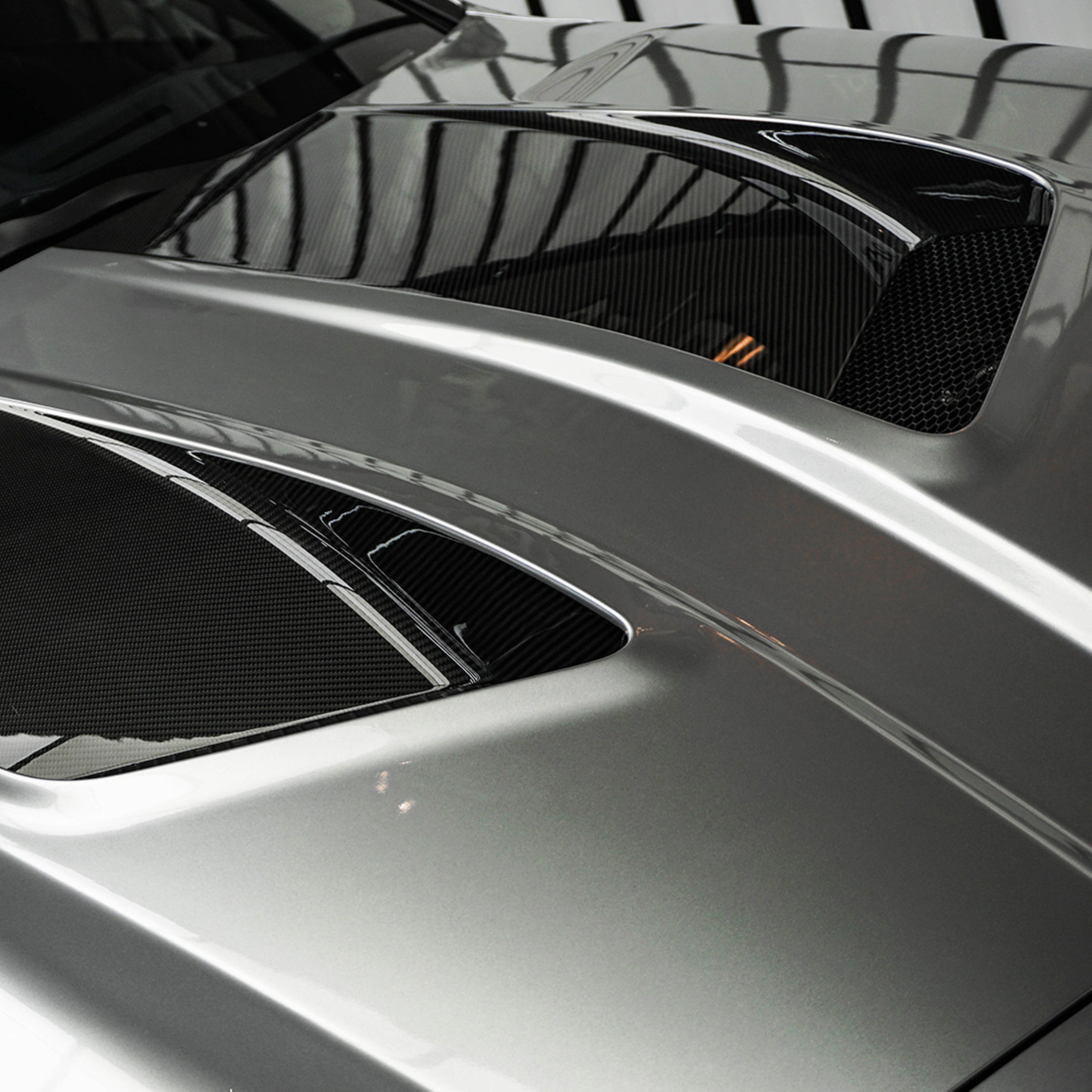 BMW M3 / M3C G80 G81 & M4 / M4C G82 G83 2021-ON with Aftermarket Parts - V2 Hood Bonnet Partial Dry Pre-preg Carbon Fiber from SOOQOO USA