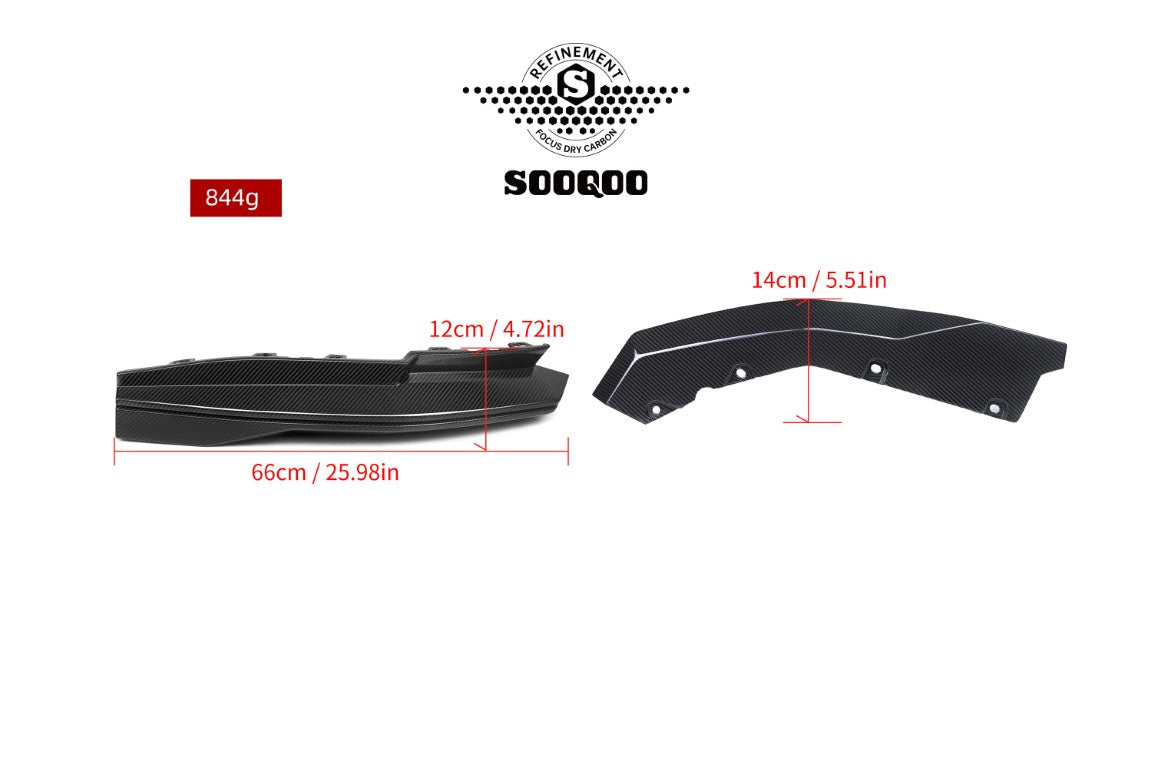 BMW M3CS M3C M3 G80 G81 & M4CS M4C M4 G82 G83 2021-ON with Aftermarket Parts - B Style (With Light) Rear Diffuser & Rear Canards?Carbon Fiber from SOOQOO USA