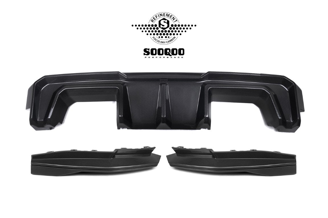 BMW M3CS M3C M3 G80 G81 & M4CS M4C M4 G82 G83 2021-ON with Aftermarket Parts - B Style (With Light) Rear Diffuser & Rear Canards?Carbon Fiber from SOOQOO USA