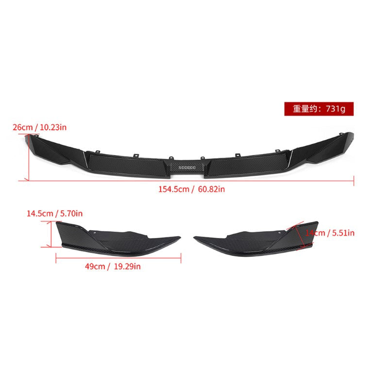 BMW M8 F91 F92 F93 2019 2020 2021 2022 2023 2024 with Aftermarket Parts - Front Lip Pre-preg Carbon Fiber from SOOQOO USA