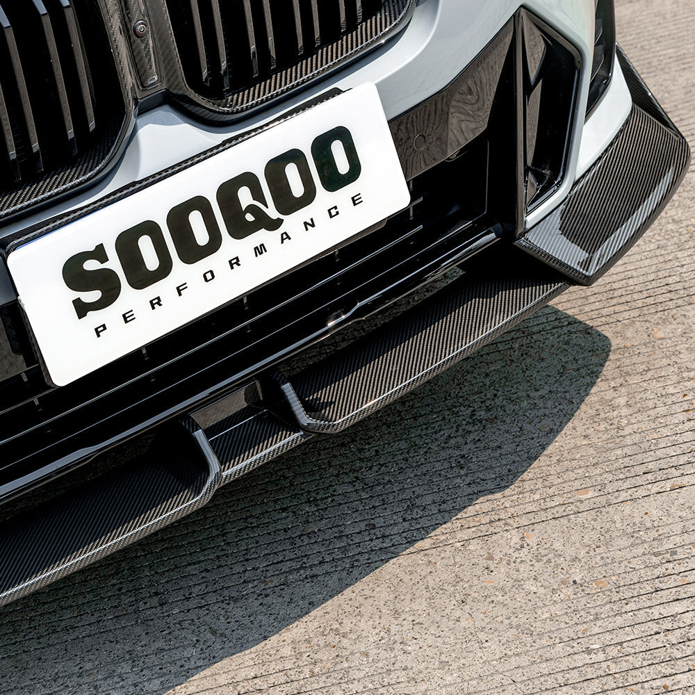 BMW X3 M40i s/xDrive 30i (with M-package bumper) G01 LCI 2022-ON & X4 M40 xDrive 30i (with M-package bumper) G02 LCI 2022-ON with Aftermarket Parts - Front Lip Carbon Fiber from SOOQOO USA