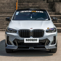 BMW X3 M40i s/xDrive 30i (with M-package bumper) G01 LCI 2022-ON & X4 M40 xDrive 30i (with M-package bumper) G02 LCI 2022-ON with Aftermarket Parts - Front Lip Carbon Fiber from SOOQOO USA