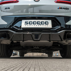 BMW X3 M40i s/xDrive 30i (with M-package bumper) G01 LCI 2022-ON & X4 M40 xDrive 30i (with M-package bumper) G02 LCI 2022-ON with Aftermarket Parts - With Light Rear Diffuser Carbon Fiber from SOOQOO USA
