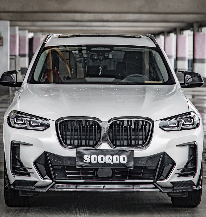 BMW X3 M40 s/x Drive30 G01 LCI 2022-ON & X4 M40 xDrive 30 G02 LCI 2022-ON & IX3 BEV G08 LCI 2022-ON with Aftermarket Parts - Front Lip Carbon Fiber from SOOQOO USA