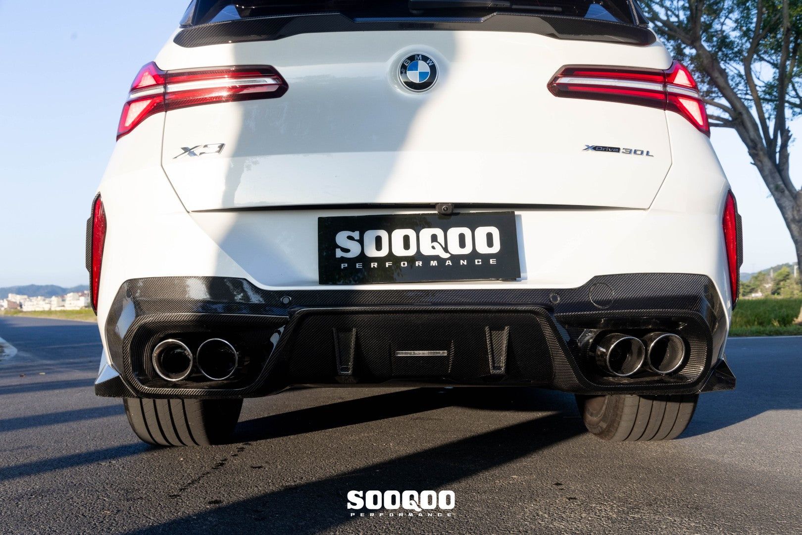 BMW X3 M50i/30i xDrive G45 2025-ON with Aftermarket Parts - Rear Canards Dry Pre-preg Carbon Fiber from SOOQOO USA