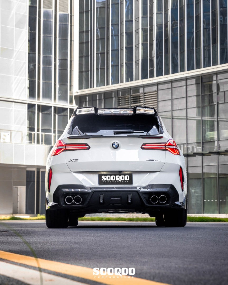 BMW X3 M50i/30i xDrive G45 2025-ON with Aftermarket Parts - Rear Lip Spoiler Dry Pre-preg Carbon Fiber from SOOQOO USA