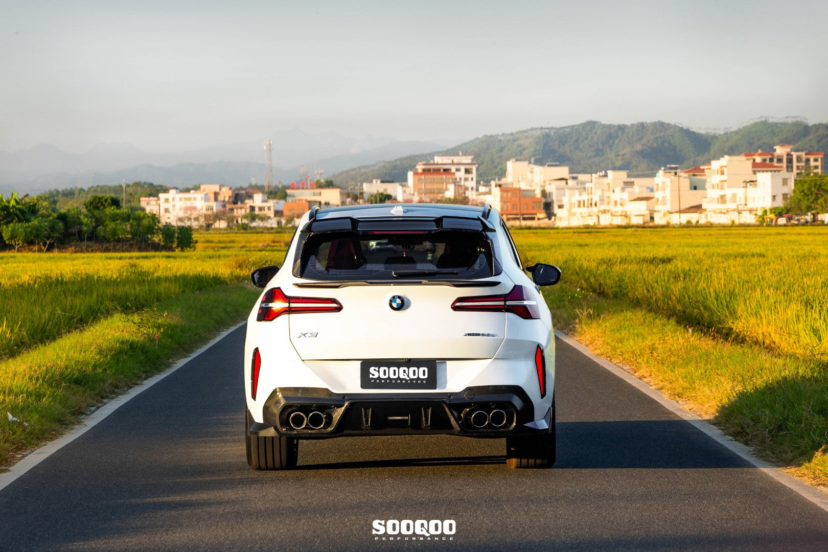 BMW X3 M50i/30i xDrive G45 2025-ON with Aftermarket Parts - Rear Roof Spoiler Dry Pre-preg Carbon Fiber from SOOQOO USA