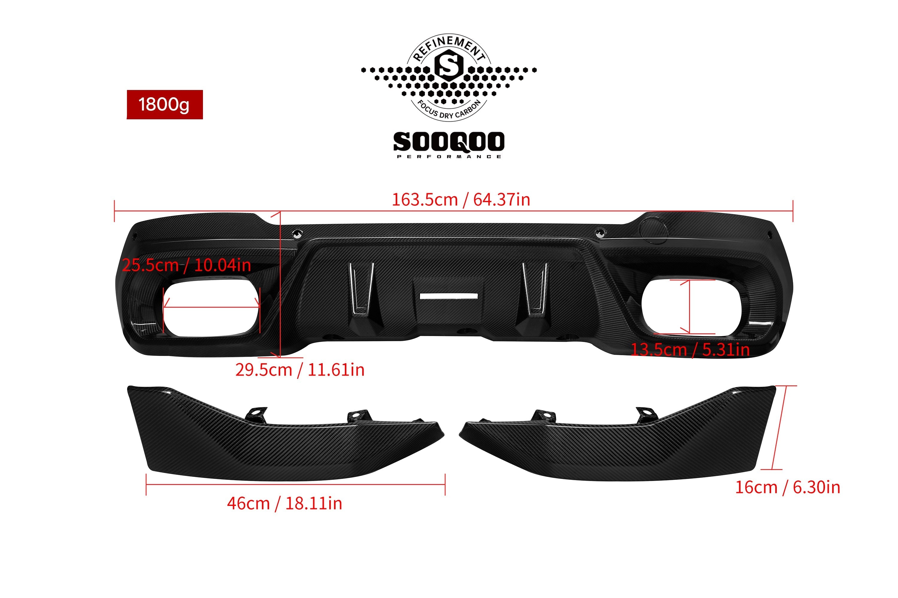BMW X3 M50i/30i xDrive G45 2025-ON with Aftermarket Parts - V1 Style Rear Diffuser Dry Pre-preg Carbon Fiber from SOOQOO USA