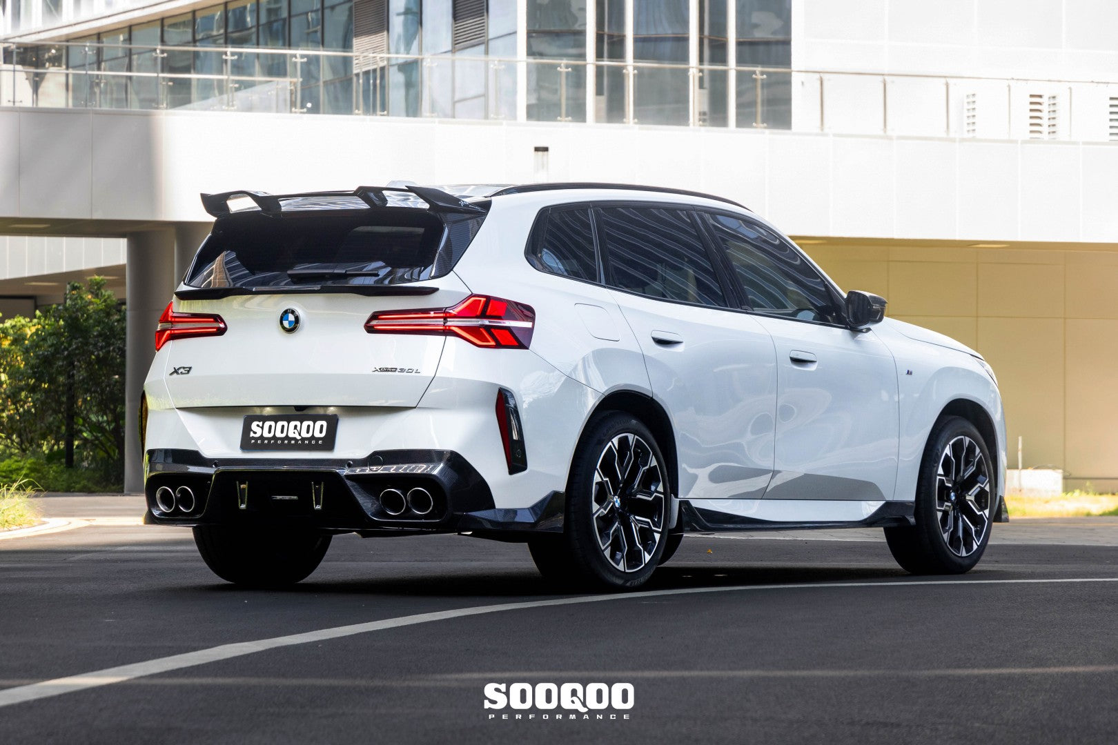 BMW X3 M50i/30i xDrive G45 2025-ON with Aftermarket Parts - V1 Style Rear Diffuser Dry Pre-preg Carbon Fiber from SOOQOO USA