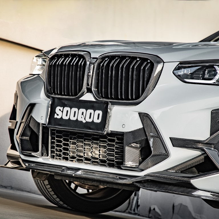 BMW X3M X3MC F97 LCI 2022 2023 2024 & X4M X4MC F98 LCI 2022 2023 2024 with Aftermarket Parts - Front Lip Carbon Fiber from SOOQOO USA